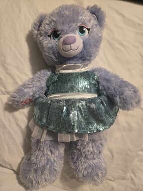 Build A Bear Disney Frozen 2 Anna Bear 16" Lavender Purple Sparkle Tinsel Plush